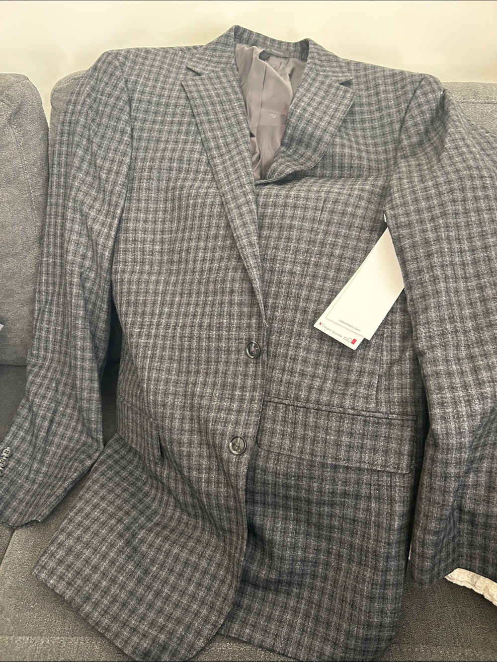 Calvin Klein Gray Plaid Sport Coat